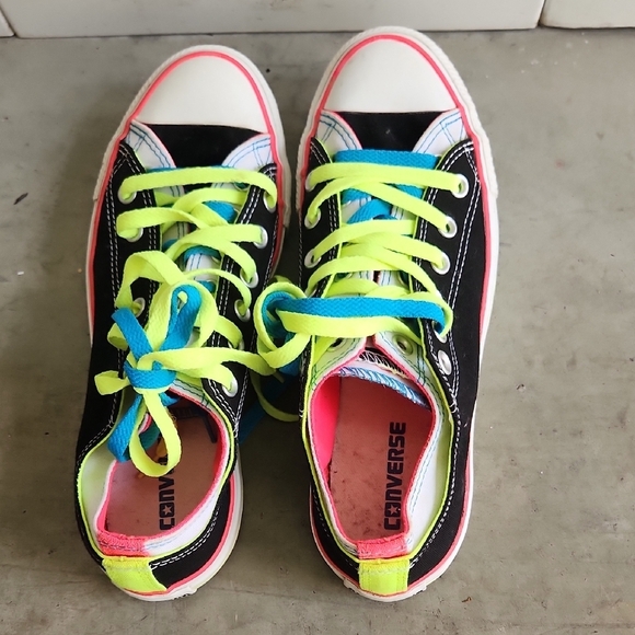 Converse Chuck Taylor Double Upper All Star Shoes Unisex M8/ W10  Neon / Black - Picture 5 of 12